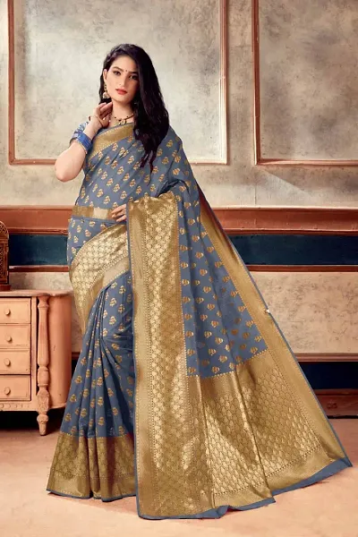 Beautiful Silk Cotton Jacquard Saree with Blouse piece and Belt