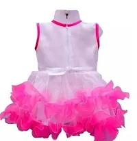 Elite Pink Crepe Self Pattern Frocks For Girls-thumb1