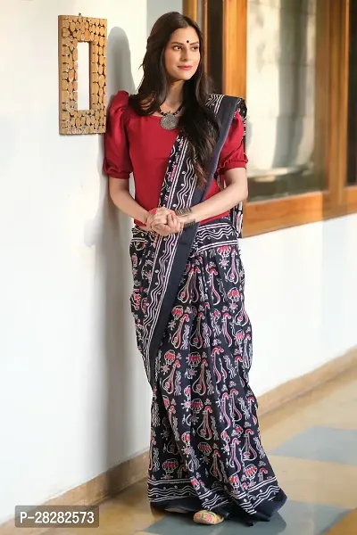 Classic Cotton Printed Saree without Blouse piece-thumb0