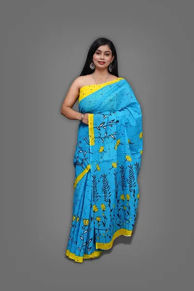Hot Selling Mulmul Cotton Saree with Blouse piece 