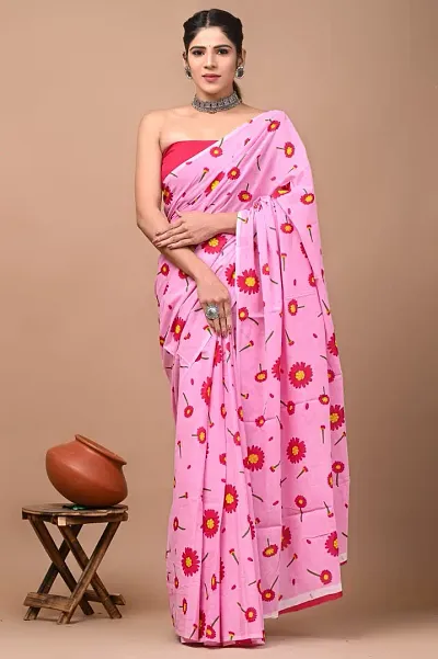 New In Cotton Saree with Blouse piece 