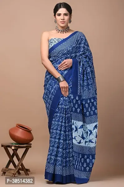 Trendy Cotton Sarees With Blouse Piece-thumb0