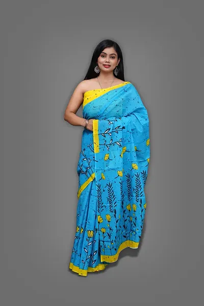 Best Selling Cotton Printed Sarees With Blouse Piece