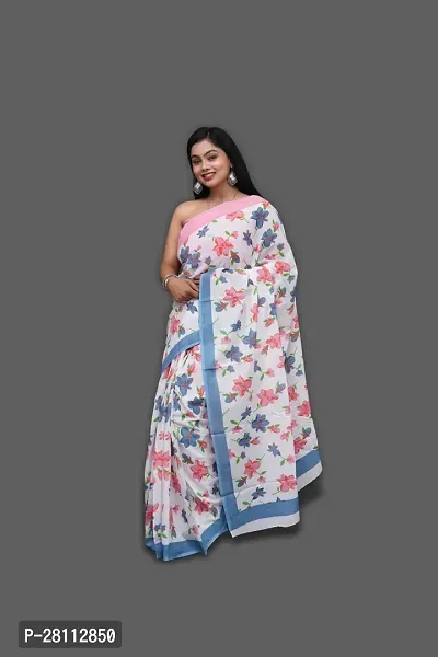 Women Cotton Mulmul Saree-thumb0