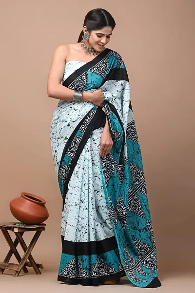 New In Mulmul Cotton Saree with Blouse piece 