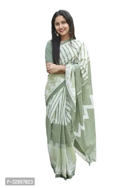 Beautiful Multicoloured Cotton Printed Saree With Blouse Piece For Women-thumb0