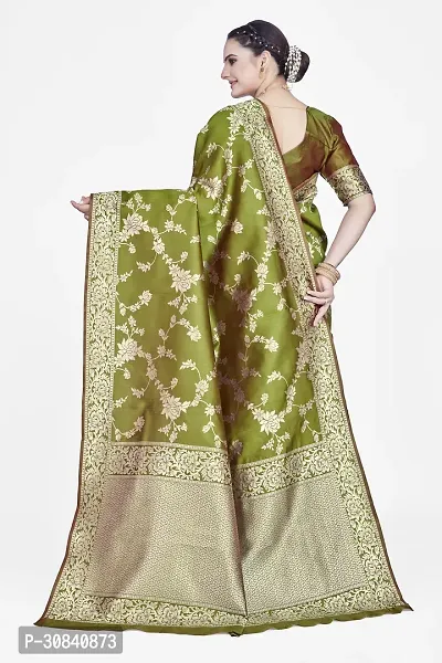 Stylish Art Silk Light Green Zari Woven Saree with Blouse piece-thumb2