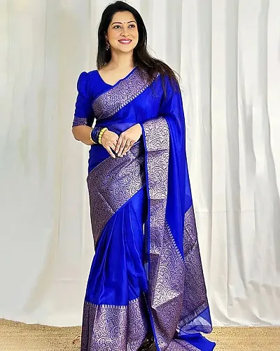 Stylish Art Silk Light Zari Woven Saree with Blouse piece