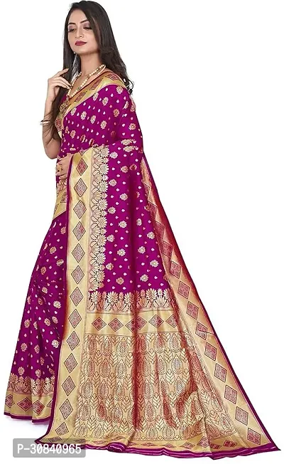 Stylish Art Silk Purple Zari Woven Saree with Blouse piece-thumb3