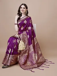 Stylish Art Silk Purple Zari Woven Saree with Blouse piece-thumb3