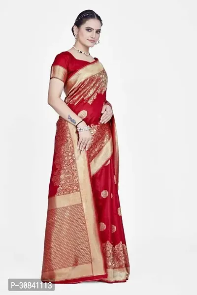 Stylish Art Silk Maroon Zari Woven Saree with Blouse piece-thumb4