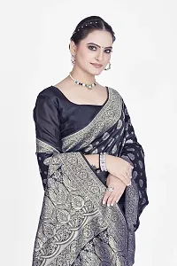 Stylish Art Silk Black Zari Woven Saree with Blouse piece-thumb4