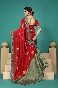 Stylish Art Silk Red Zari Woven Saree with Blouse piece-thumb2