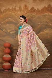 Stylish Organza Pink Zari Woven Saree with Blouse piece-thumb1