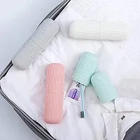 Poppi Collection Capsule Shape Portable Travel - Toothbrush Toothpaste Holder Storage Case Box Bottle Organizer Bathroom Use Travelling Use (Pack of 2)-thumb1