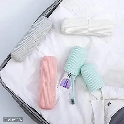 Poppi Collection Capsule Shape Portable Travel - Toothbrush Toothpaste Holder Storage Case Box Bottle Organizer Bathroom Use Travelling Use (Pack of 2)-thumb2