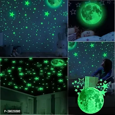 Glow in the Dark Galaxy of Stars with Moon Radium Night Wall Stickers