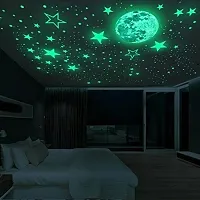 Glow in the Dark Galaxy of Stars with Moon Radium Night Wall Stickers-thumb1