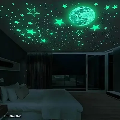 Glow in the Dark Galaxy of Stars with Moon Radium Night Wall Stickers-thumb2