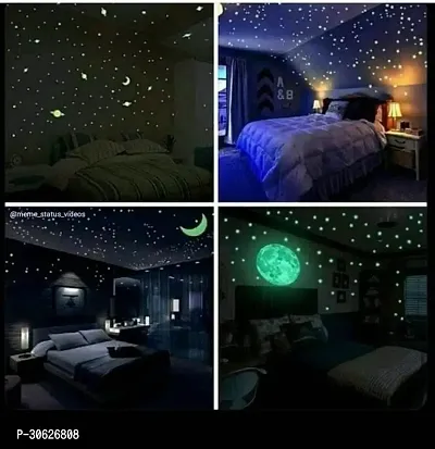 Glow in the Dark Galaxy of Stars with Moon Radium Night Wall Stickers-thumb3