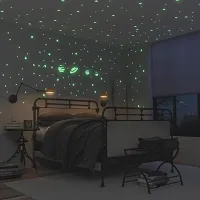 Glow in the Dark Galaxy of Stars with Moon Radium Night Wall Stickers-thumb2