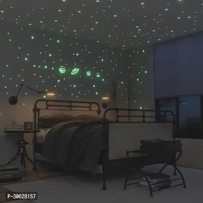 Glow in the Dark Galaxy of Stars with Moon Radium Night Wall Stickers-thumb3