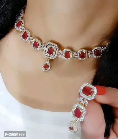 Stylish Red Alloy Jewellery Set For Women-thumb0