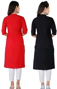 Mertiya Women's Casual Cotton Frontslit Plain Straight Kurta Combo|Women Kurtis|Kurtis for Women-thumb1