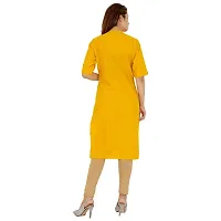 THE INDIAN CULTURE Cotton Solid Straight Kurti for wome and Girls with 3/4 Sleeves (Medium, Yellow)-thumb1