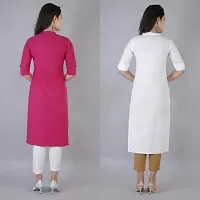 Mertiya Women's Casual Cotton Frontslit Plain Straight Kurta Combo|Women Kurtis|Kurtis for Women-thumb1