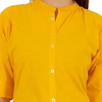 THE INDIAN CULTURE Cotton Solid Straight Kurti for wome and Girls with 3/4 Sleeves (Medium, Yellow)-thumb3