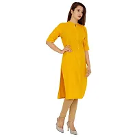 THE INDIAN CULTURE Cotton Solid Straight Kurti for wome and Girls with 3/4 Sleeves (Medium, Yellow)-thumb2