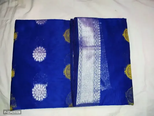 Whalebone Mahera Textiles ?Silver boota Women's Pure Cotton Saree For Womens (Silver boota-Blue)-thumb2