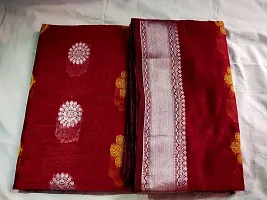 Whalebone Mahera Textiles ?Silver boota Women's Pure Cotton Saree For Womens (Silver boota-Red)-thumb1