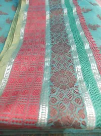 Whalebone Mahera Textiles Cotton Booti Printed Mulmul Saree for Women (Cotton booti-LightGreen)-thumb3