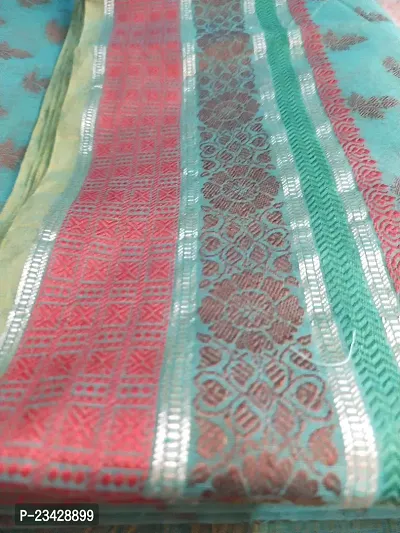 Whalebone Mahera Textiles Cotton Booti Printed Mulmul Saree for Women (Cotton booti-LightGreen)-thumb4