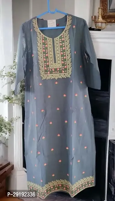 Beautiful Grey Cotton Printed Kurta For Women