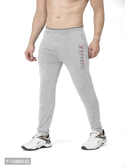 Stylish White Cotton Blend Printed Track Pants For Men