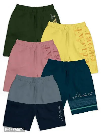 Fabulous Multicoloured Cotton Blend Printed Regular Shorts For Girls Combo Of 5