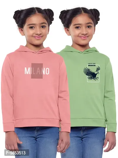 Stylish Fancy Multicoloured Cotton Blend Printed Sweatshirts Combo For Girls Pack Of 2-thumb0