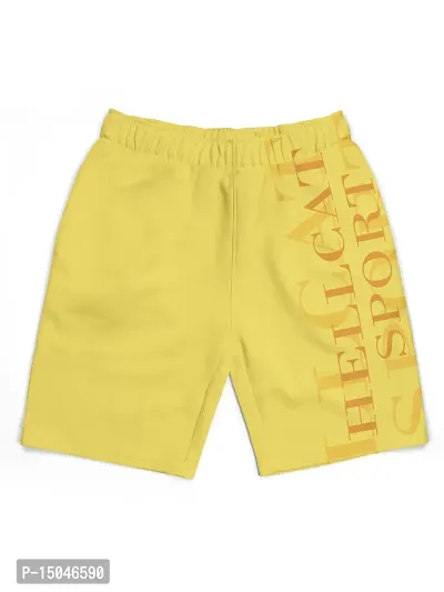 Fabulous Yellow Cotton Blend Printed Regular Shorts For Girls