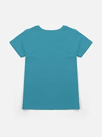 Stylish Turquoise Cotton Blend Printed Tee For Girls-thumb1