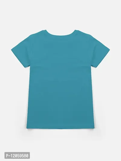 Stylish Turquoise Cotton Blend Printed Tee For Girls-thumb2