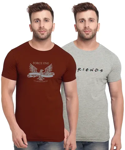 Cotton Blend Printed Round Neck T-Shirts Combo