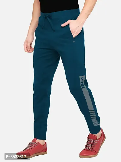 Blue Polyester Regular Track Pants For Men