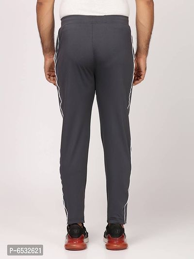 Stylish Grey Polyester Self Pattern Regular Track Pants For Men-thumb5