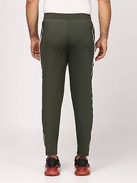 Stylish Olive Polyester Self Pattern Regular Track Pants For Men-thumb3