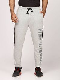 Stylish Grey Polyester Self Pattern Regular Track Pants For Men-thumb2