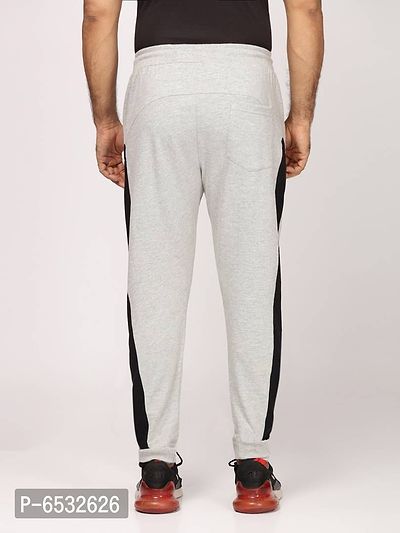 Stylish Grey Polyester Self Pattern Regular Track Pants For Men-thumb5