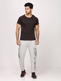Stylish Grey Polyester Self Pattern Regular Track Pants For Men-thumb3